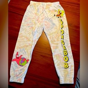 Spongebob Sweatpants Track Pant Sz Medium Drawstring Waist Cuffed Hem